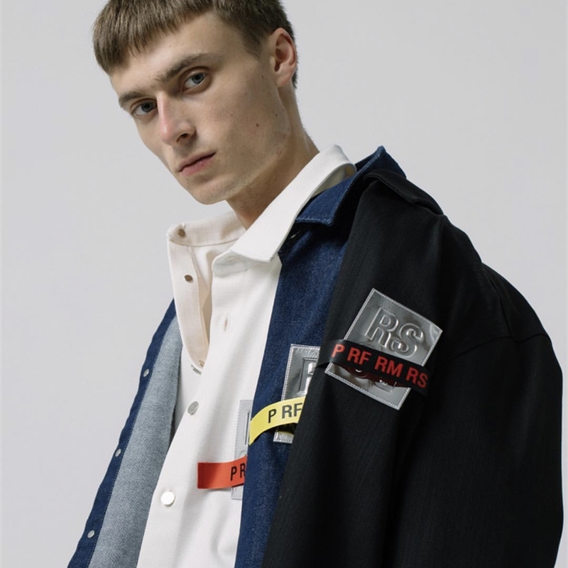 

silver Future Raf Simons standard large jeans blue black jeans shirt coat, Black;brown