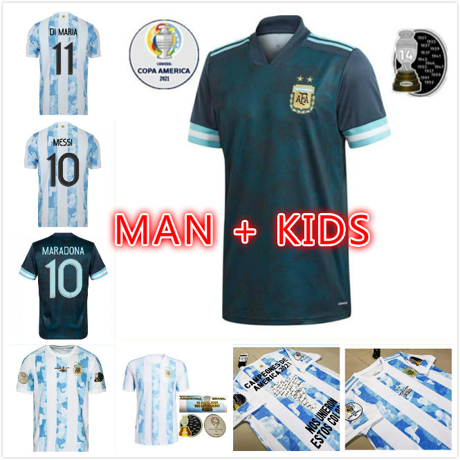 

2021 Argentina Home away Soccer Jerseys 20 21 DYBALA Kids kits Football Shirts AGUERO ICARDI MASCHERANO camiseta de futbol