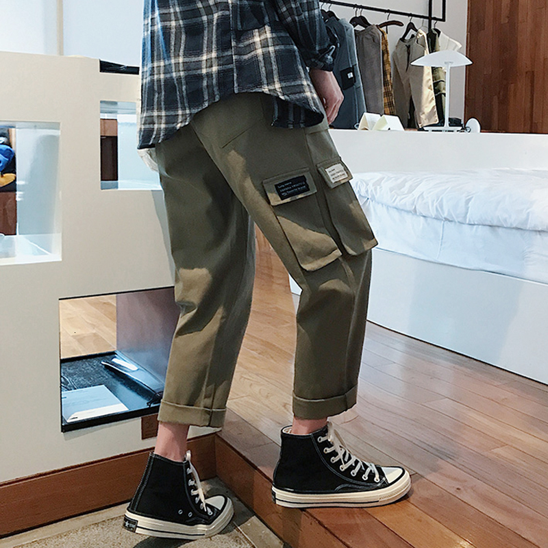 

2021 New Spring Men's Printing Cargo Pocket Cotton Casual Harem Pants Joggers Sweatpants Hip Hop Style Trousers Big Size M-5xl Doir, Black