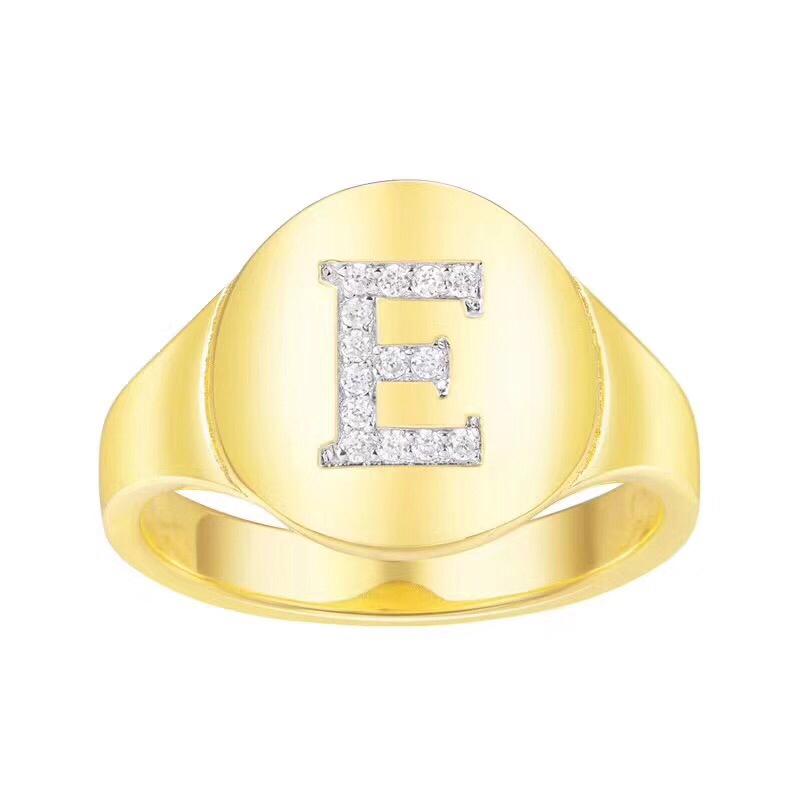 

Cluster Rings SOELLE Design Round Gold Zircon Initial Letter E For Women Girls Fashion Brand S925 Sterling Silver Fine Jewelry