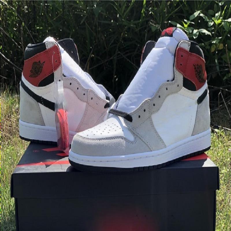 

2020 Release High Black White Basketball Original Sneakers Mens OG 1 Varsity Red Shoes Light 1S Outdoor Grey With Smoke Box 555088-126 Qcwf