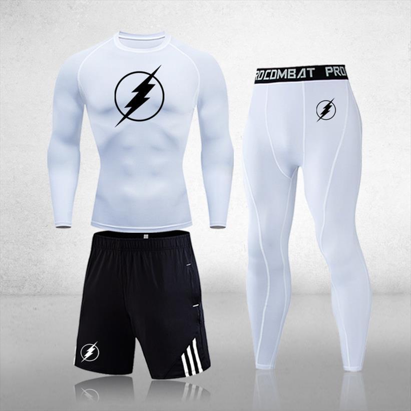 

thermal underwear sets compression mens tracksuit sport suit sweat quick drying the flash clothing long johns, Gray