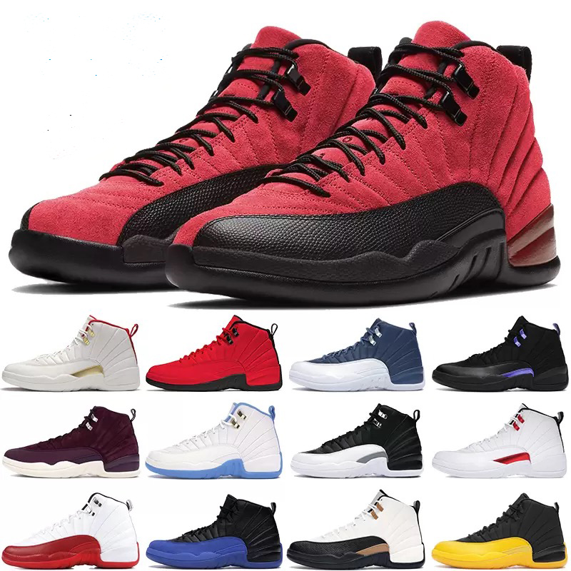 

Jumpman 12s Basketball Shoes Mens Women 12 Reverse Flu Game SE Super CNY Low Easter Trainers Stone Blue Twist-3 University Gold Retros Sneakers US 13, Box