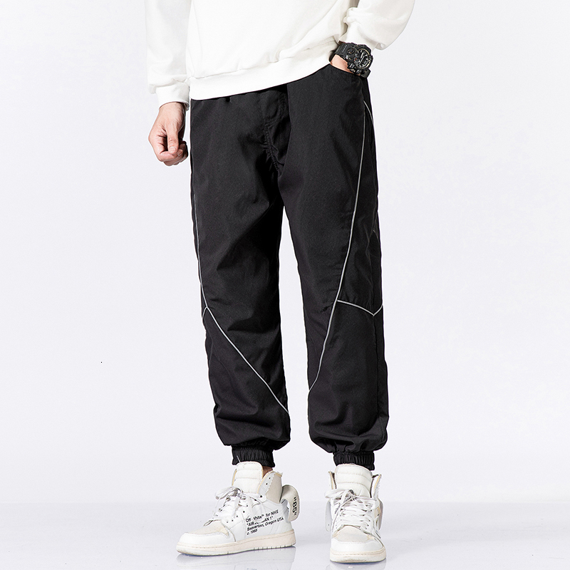 

2021 New Cargo Casual Harajuku Hip Hop Reflective Streetwear Pants Harem Men's Sweatpants O057, Armg green.