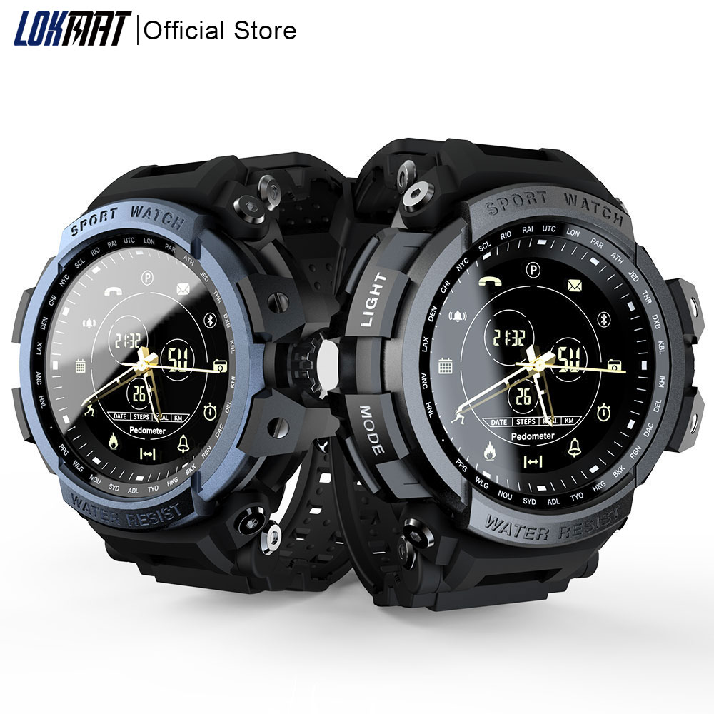 

LOKMAT Sport Smart Watch Professional 5ATM Waterproof Bluetooth Call Reminder Digital Men Clock SmartWatch For ios and Androidg, Black