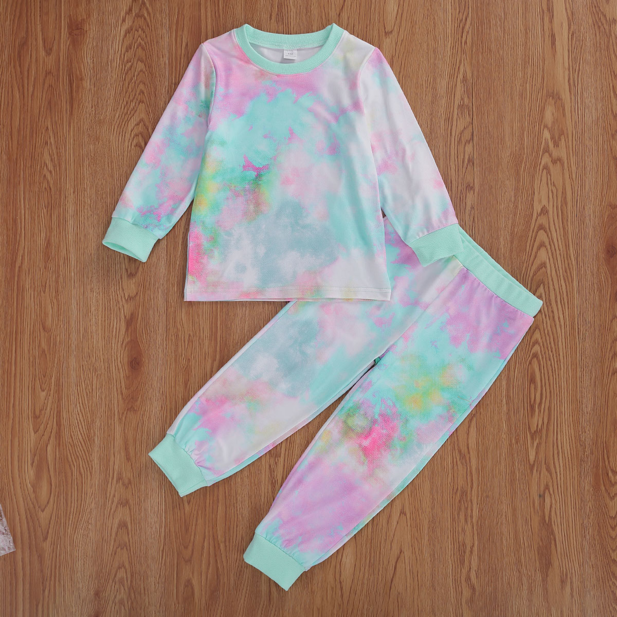 

New Baby Girls Tie-dye Clothes Boy Long Sleeve T-Shirt Kids Tops Pants Outfits Toddler O-neck Pullover Tracksuit 2PCS Set