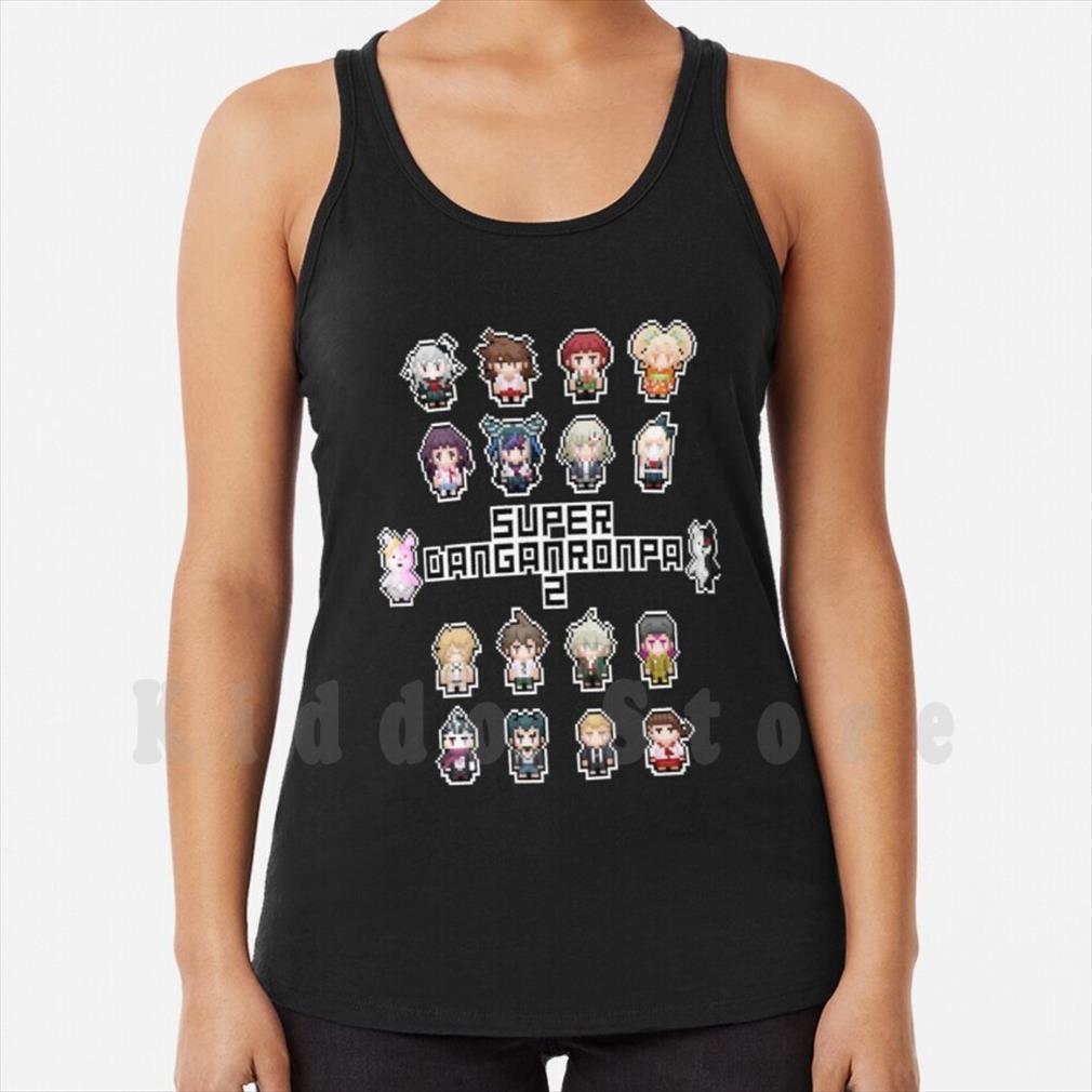 

super retro despair 2 tank vest sleeveless danganronpa dangan ronpa pixel art chibi nagito komaeda mikan tsumiki, White;black