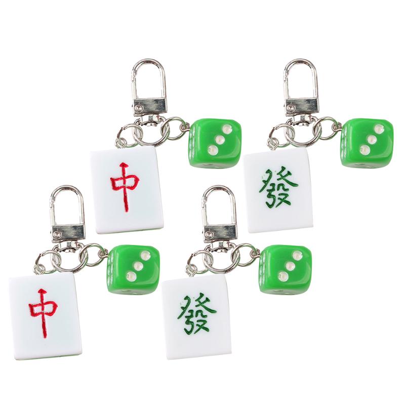 

Keychains 4Pcs Mahjong Tile Key Holders Unique Bag Hanging Decoration Pendants