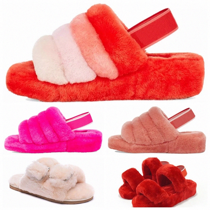 

Furry Slippers australia fluff oh yeah designer uggs ugg ugglis women winter slipper fuzz slippers fluffy faux furry slide K1vc#, Black