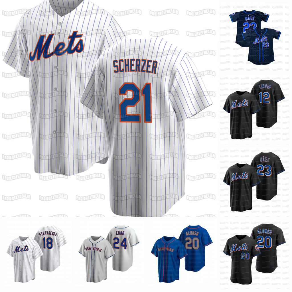 

21 Max Scherzer Mets 2021 Black Jersey Jacob deGrom Francisco Lindor Pete Alonso Starling Marte Carlos Carrasco Robinson Cano McNeil Khalil Lee, 2021 black womens s-2xl