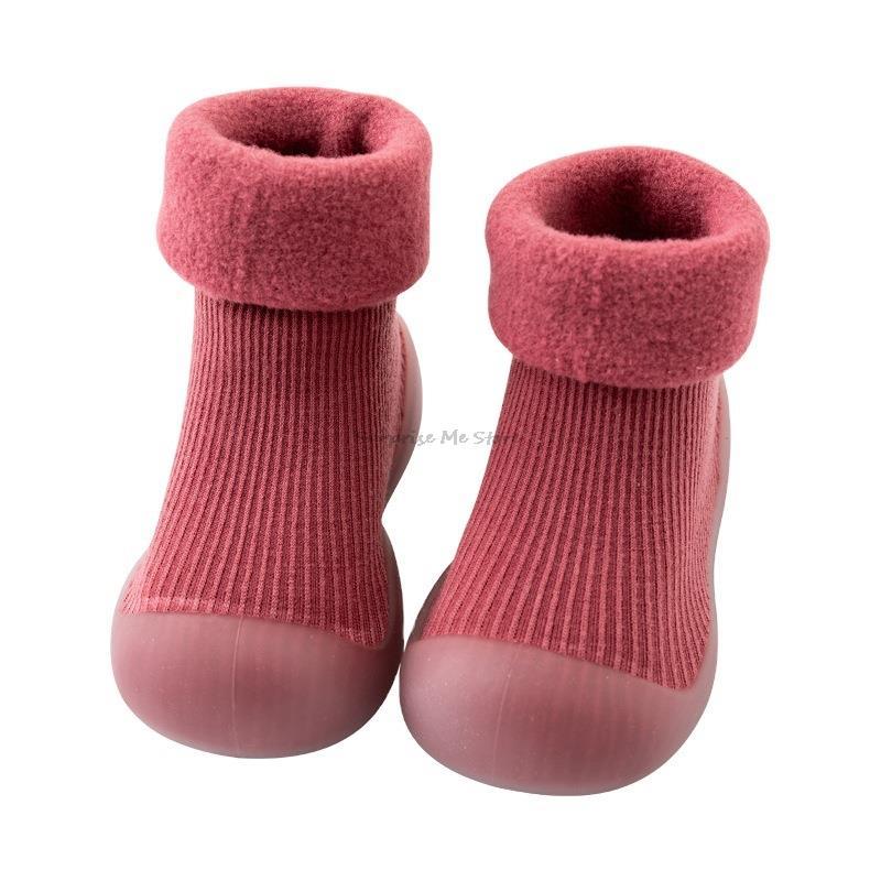 

First Walkers Kids Snow Boots Baby Boys Girls Solid Winter Warm Soft Knit Sole Rubber Shoes Socks Slipper Stocking Toddlers
