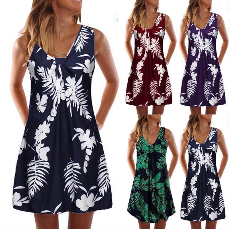 

summer s 5xl women dress plus size sleeveless v neck print a line beach casual tank female sundress vestidos, Black;gray