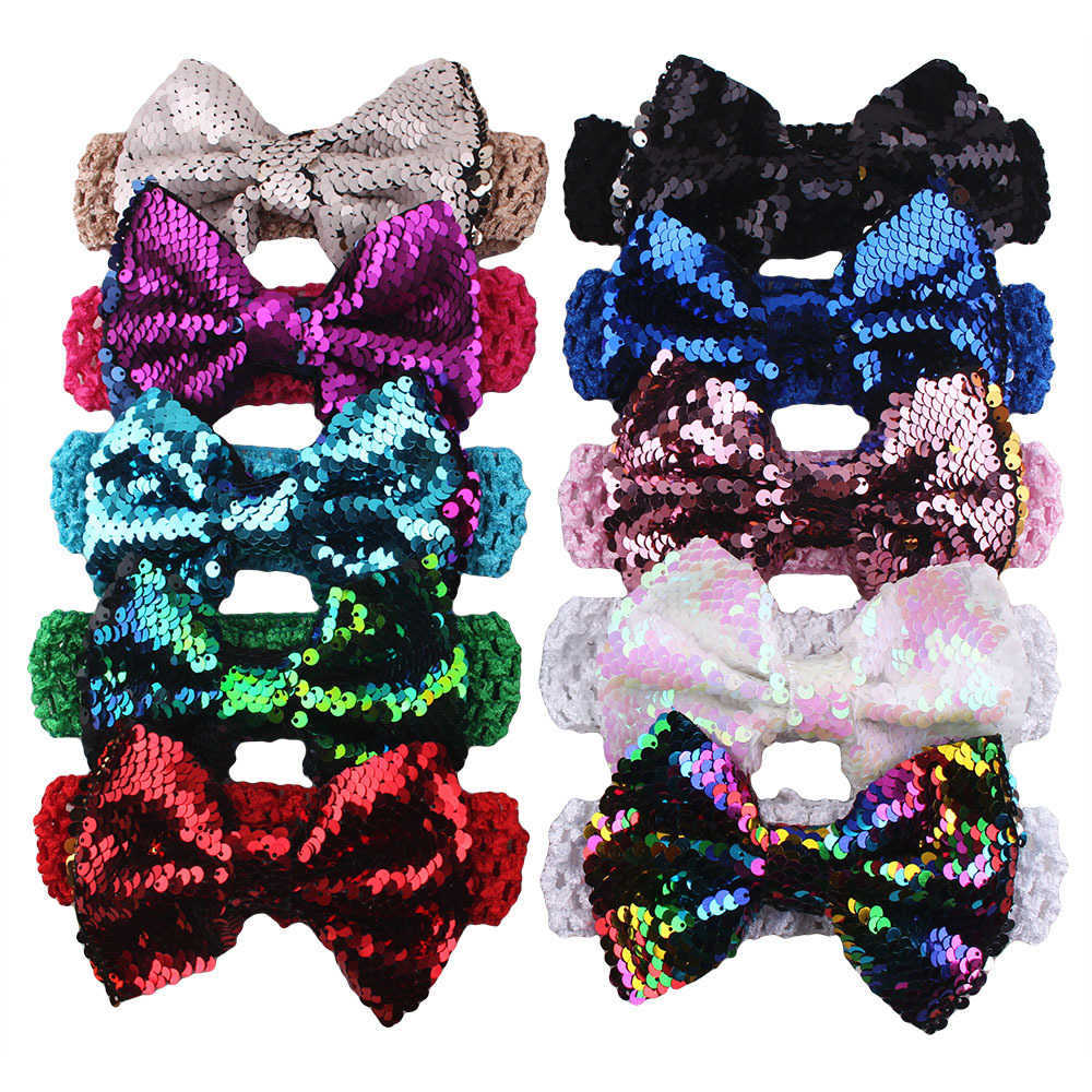 

Newest Lovely Baby girl Girls Big Paillette Bow Headbands Kids Christmas Stripe Poka Dot Head bands Sequins Bowknot Bunny Hair Accessories, Multi-color