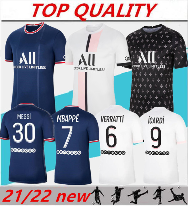 

new 2021 2022 SRERGIO RAMOS MESSI soccer jersey Maillots de football 21/22 DI MARIA KIMPEMBE MARQUINHOS VERRATTI football shirt customize