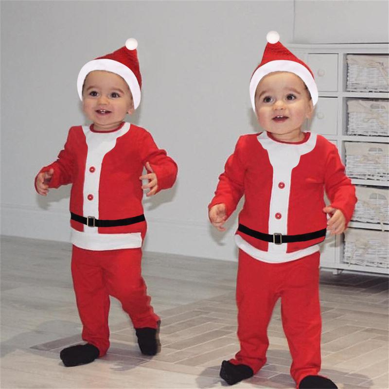 

Clothing Sets Child Tracksuit Toddler Infant Baby Boys Girls Christmas Santa Claus Fleece T-shirt Tops Pants Hat Outfits Clothes Set, White