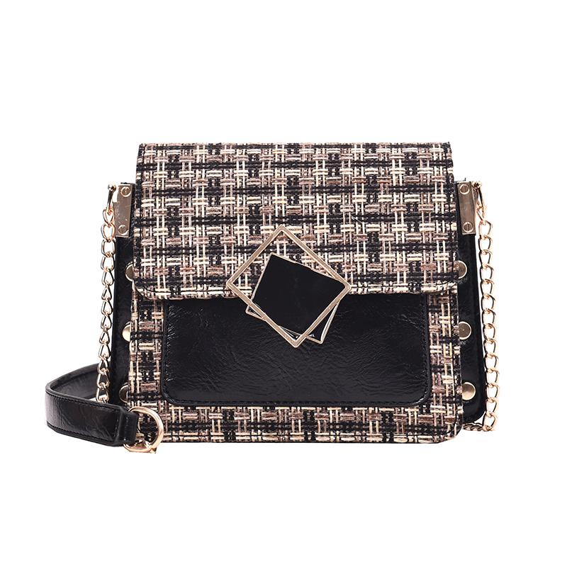 

Elegant Female Flap Square Bag 2021 New High Quality Wool Women's Designer Handbag Lock Chain Shoulder Messenger Bag Travel, Black