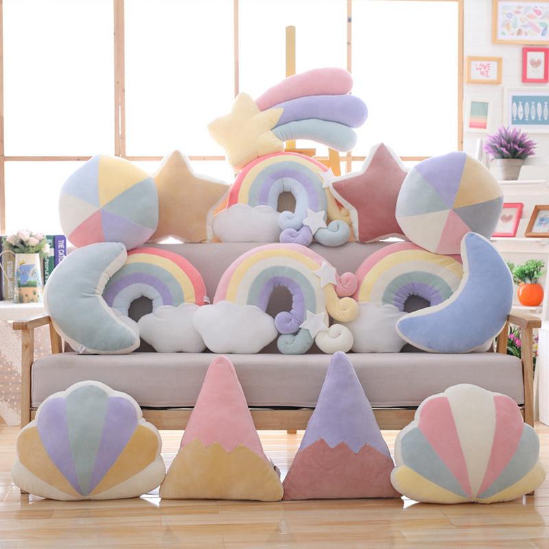 

Cushion/Decorative Pillow Cute Sky Series Plush Toys Baby Sleeping Stuffed Moon Soft Shooting Star Rainbow Shell Cushion Room Decoration Gif, Purple mountain