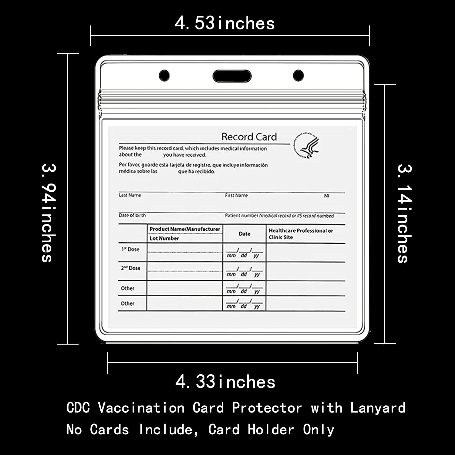 12pcs CDC Card Protector 4X3in Immunization Record Cover Holder, Immunization Badge Holders with Waterproof Type Resealable Zip, Clear Vinyl Plas-image-708279466