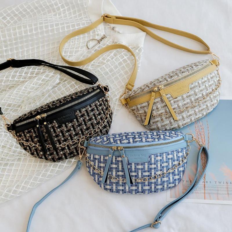 

Women Woolen Fanny Waist Pack Classic Fashion Quality Shoulder Crossbody Bags Fashion Leather Money Belt Pouch, Green