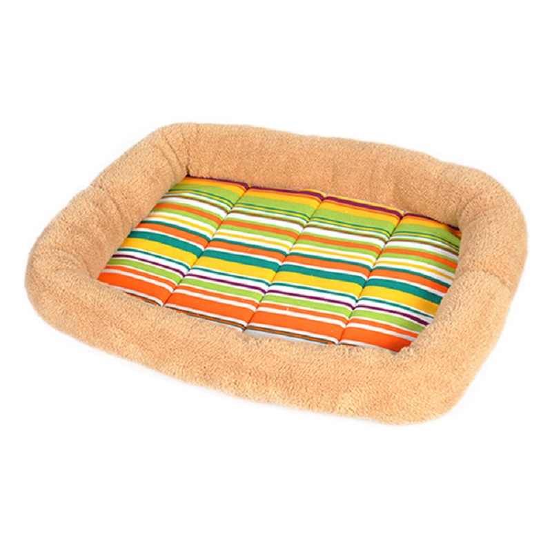 

Kennel Winter Dog Bed Pet Sofa Colorful Strip Canvas Warm Thick Comfortable Detachable And Washable Cute Cat  Breed, Multi color