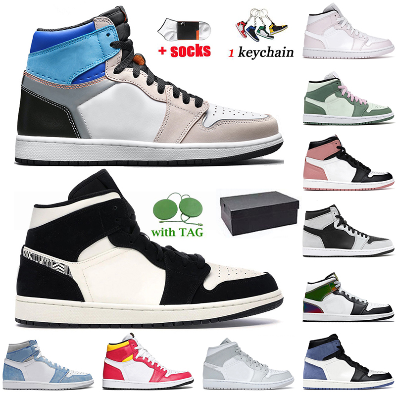 

Wholesale Top Quality Mens Air Jordan retro 1 1s Basketball Shoes High SP fragment design Travis Scott Pollen UNC Patent Mid Barely Orange S