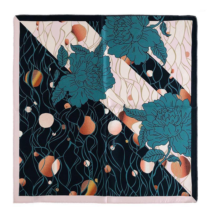 

Scarves 2021 Fashion 100% Silk Scarf Women Handkerchief Female Square Head Bandana Small Neck Hijab Lady Foulard Office Neckerchief, Blue;gray