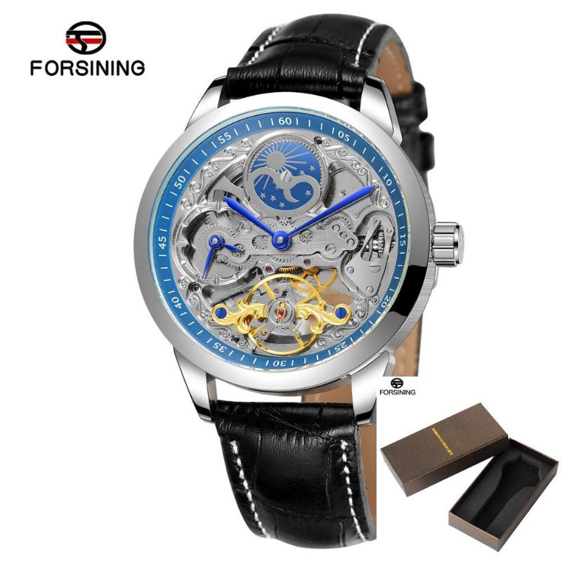 

Wristwatches FORSINING Luxury Latest Moon Phase Water Resistant Mens Relojes Hombre Genuine Leather Automatic Watches Clock Masculino, Moon phase watch