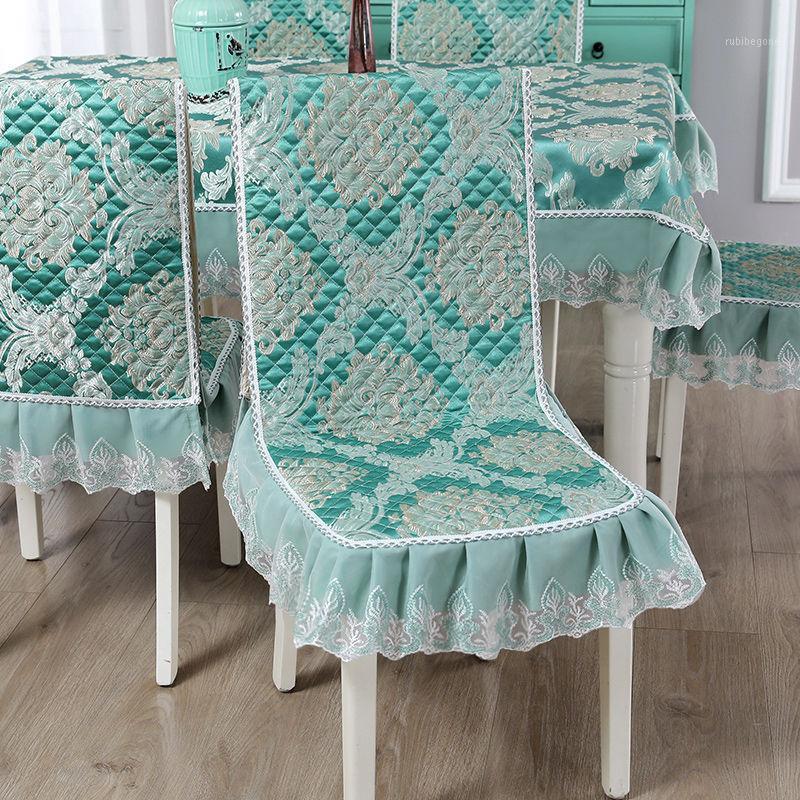 

One-Piece Dining Room Chair Cover Universal Cushion Household Decor Coffee Table Cloth Lace Embroidery Printing Cha Covers