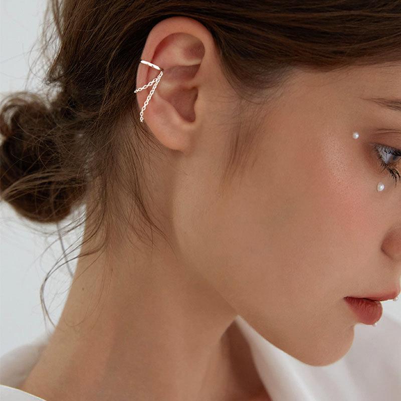 

Clip-on & Screw Back Real 925 Sterling Silver Non-Pierced Ear Cuff Wrap Earrings Chain Tassel Cartilage Earring For Women Hypoallergenic Jew