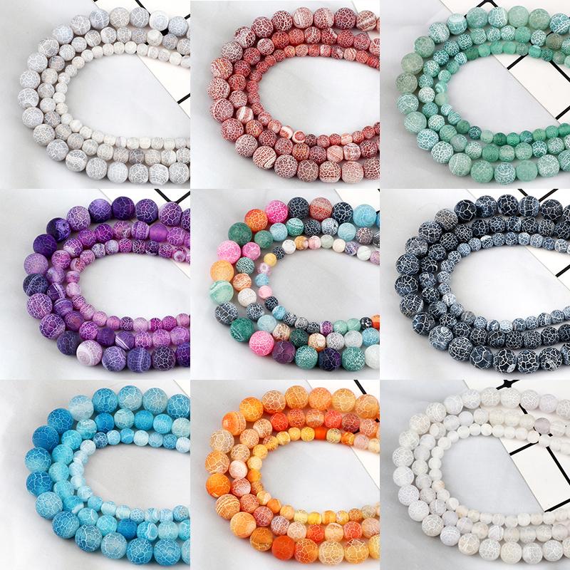 

Other 6/8/10mm Natural Coloful Cracked Weathered Stone Beads Loose Spacer Beaded For Jewelry Making DIY Bracelet Handmade Accessories
