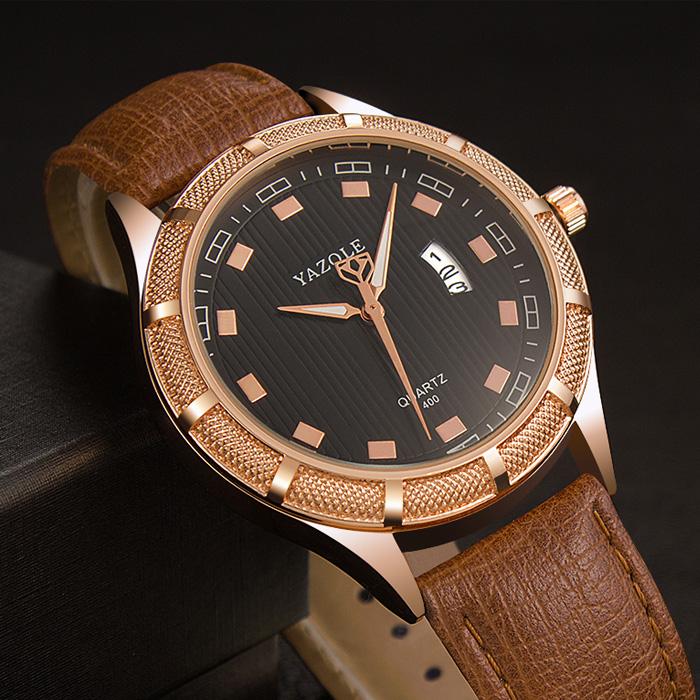 

Wristwatches Yazole Brand Men's Watch Classic Calendar Luxury Business Waterproof Quartz Relogio Masculino, Black