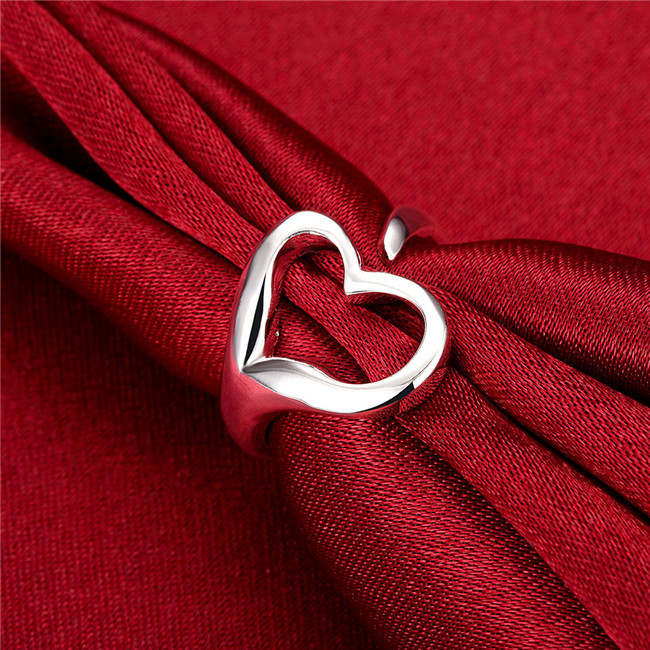 

women's open heart sterling silver plated rings size open DMSR009,popular 925 silver plate finger ring jewelry Band Rings