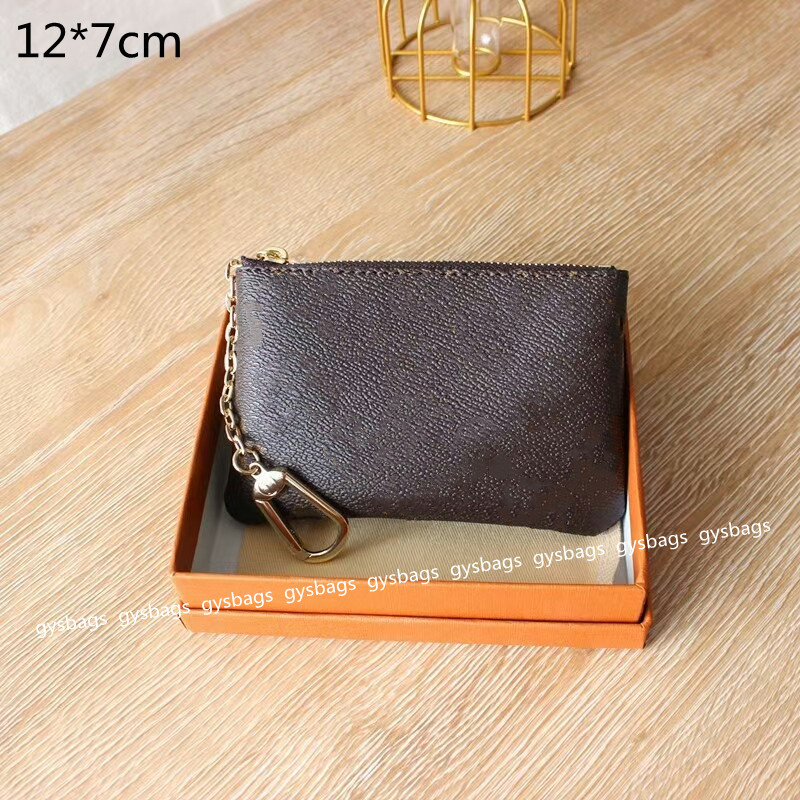

Fashion Luxury Mini Purses Women Short Wallets Designers Clutch Bags Cute Brown Coin Purse with Key Chain Printed Flowers Letters L21070601, Brown(lxgx)