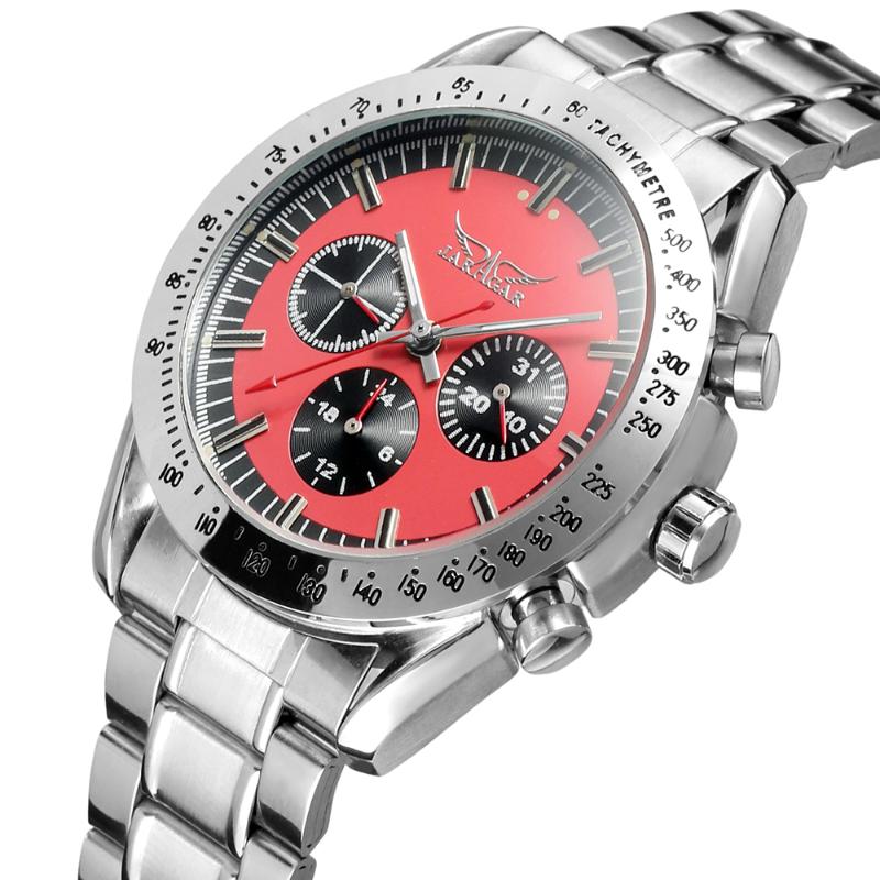 

Wristwatches Automatic Mechanical Watch Men 6 Hands Watches Silver Bracelet Wristwatch JARAGAR Men's Auto Self-winding, Type 1
