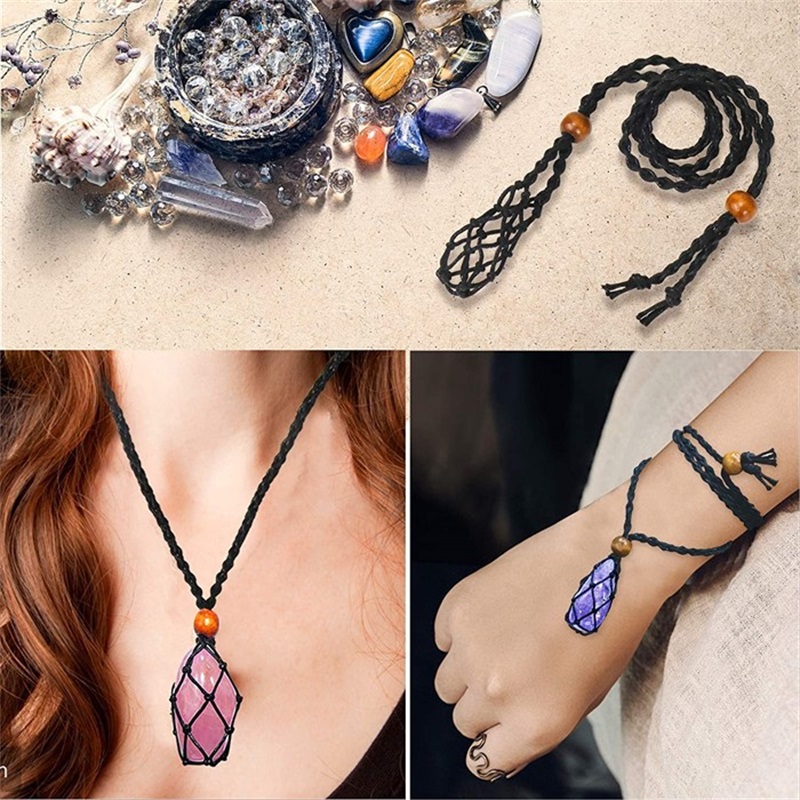 

Pendant Necklaces Necklace Cord Empty Stone Holder Raw Replacement Net Bag Adjustable Length DIY Jewelry Making Accessories 1096 B3