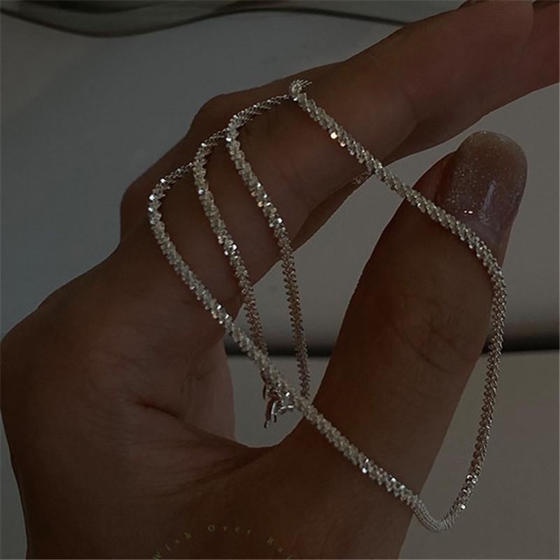

Chains 2021 Simple Silver Color Choker Necklace Casual For Women Collier Femme