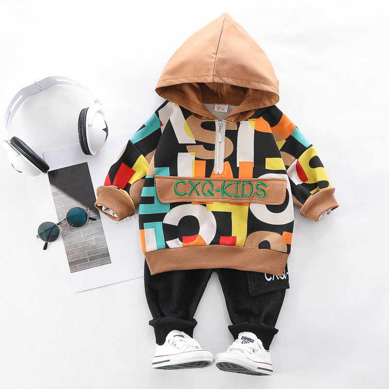 

2pcs Toddler Baby Boy Girls Clothing sets Tops Hoodie T-shirt+ Pants Outfit Kids Clothes Set Baby Casual Tracksuit 0-4 years, Brown