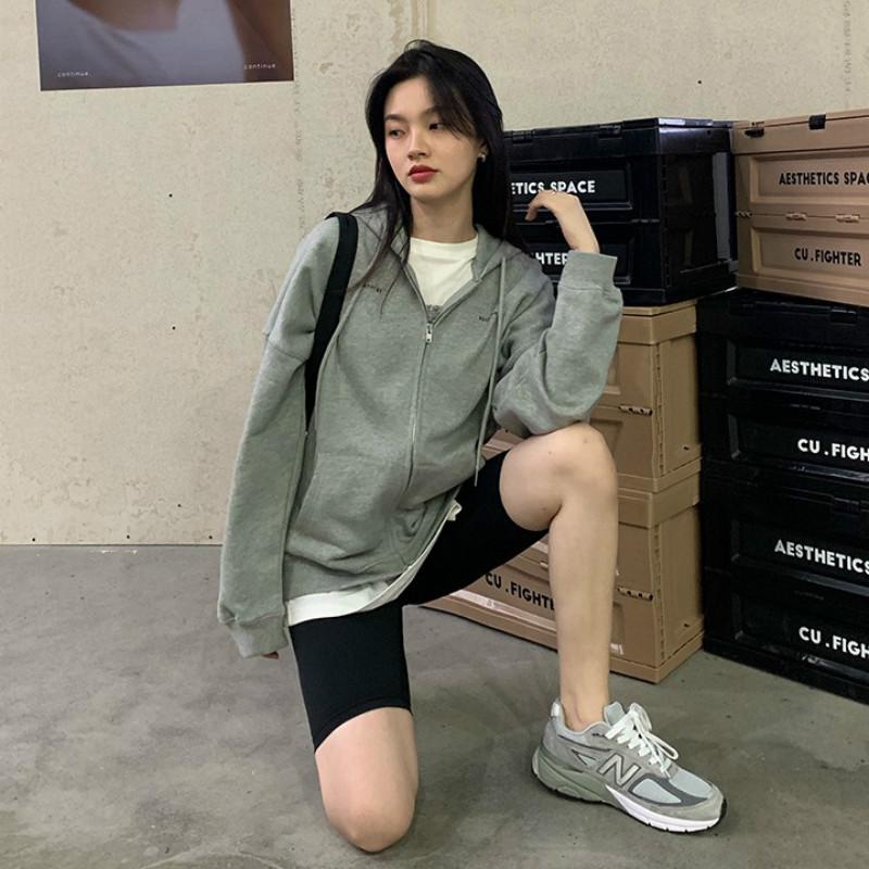 

Women's Hoodies & Sweatshirts Korean Style 2021 Autumn Loose All-Matching Long-Sleeved Letter Printed Hoodie Coat Fashion Clothes Women, Gray