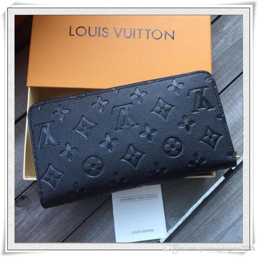 

Genuine Leather Wallet Women Fashion Zipper Wallet High Quality Handbags Men Zippy Wallet Holder Clutch LV LOUIS VITTON, Red;black
