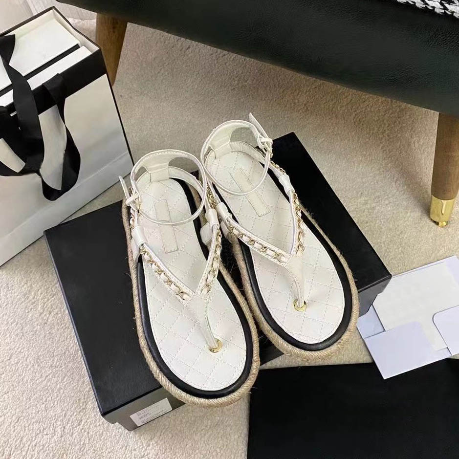 

2021 New Crystal Calf leather Platform sandals Designer Women's Flat sandals 35-40 With box, Black