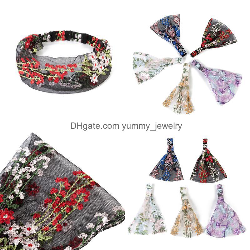 

Headbands Cross Bands Women Wide Headwraps Yummyjewelry Embroidery Lace Mesh Width Head With Bandana Elastic Turban Band Hair Aessor jllRjT