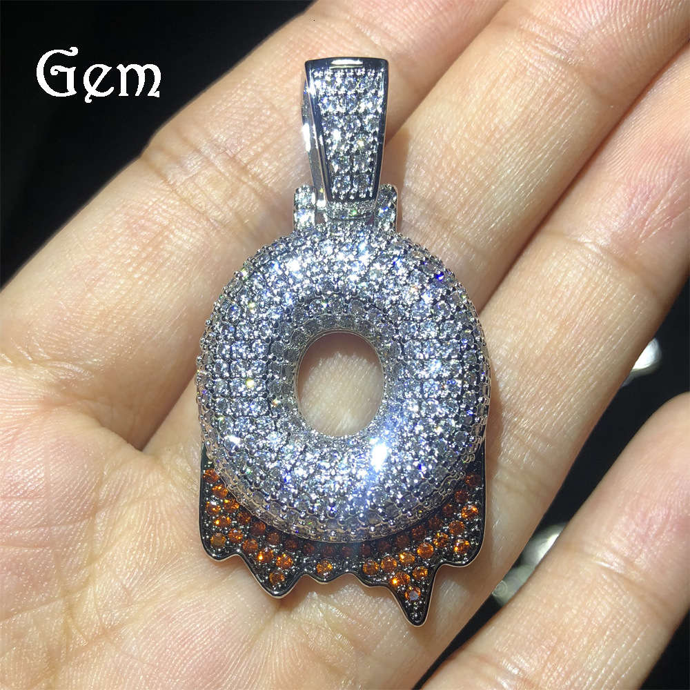 

Men's necklace hip hop zircon bubble letter necklace two color plated DIY mosaic lava letter Pendant