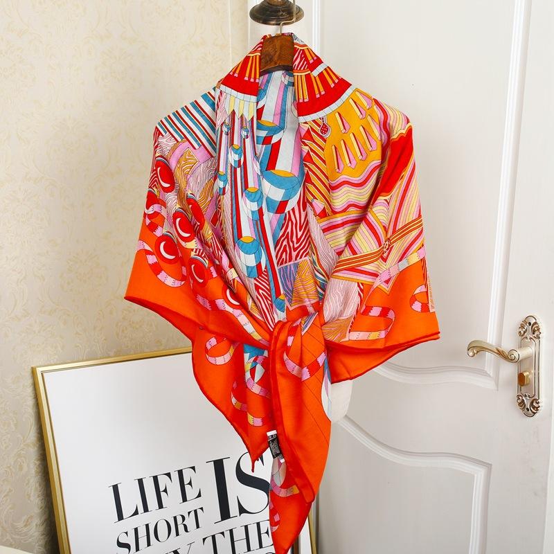 

Scarves Silk Cashmere Scarf For Women Brand 2021 Hangzhou Shawls And Wraps Ladies Printed Foulard Echarpe