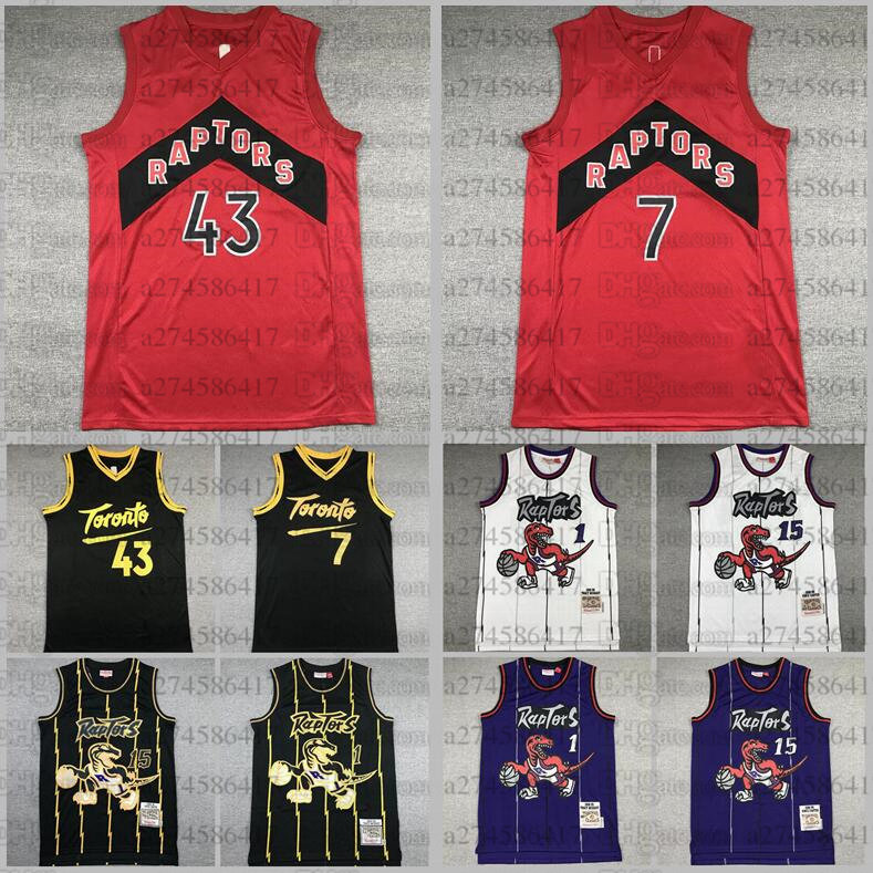 

Real picture Men basketball Toronto Raptors 7 Lowry 43 Siakam 15 Carter 1 McGrady City big dragon White purple red Jersey, Black;red