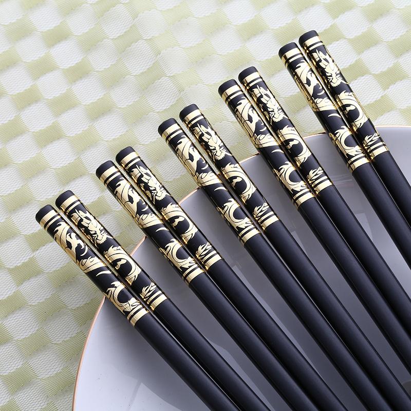 

Zollor 1 Pair High-quality Household Alloy Black Chopstick Hotel Restaurant Non-slip Tableware Reusable Sticks For Sushi