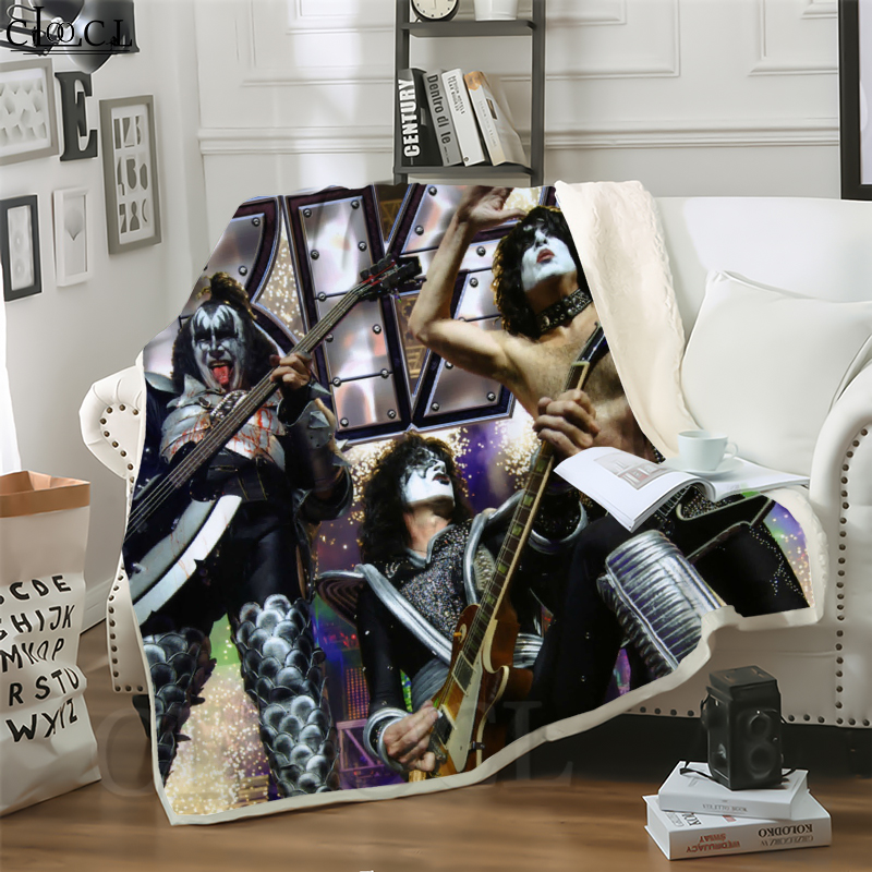 

CLOOCL Kiss Band 3D Print Hip-hop Style Conditioning Blanket Sofa Teens Bedding Throw Blankets Plush Quilt