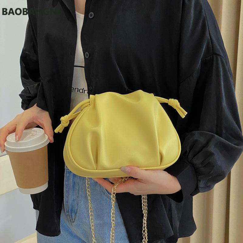 

Evening Bags Small Drawstring PU Leather Crossbody For Women Ladies Black Yellow Shoulder Handbags And Purses