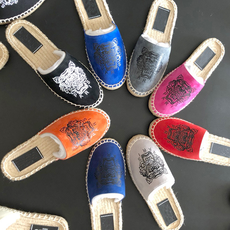 

Women Espadrilles Designers Shoes Men Tiger fisherman Sandals 100% Leather Slippers Embroidery Low-Top Flat Loafers Trainers Suede Casual Shoe size 35-45 NO302, Sock