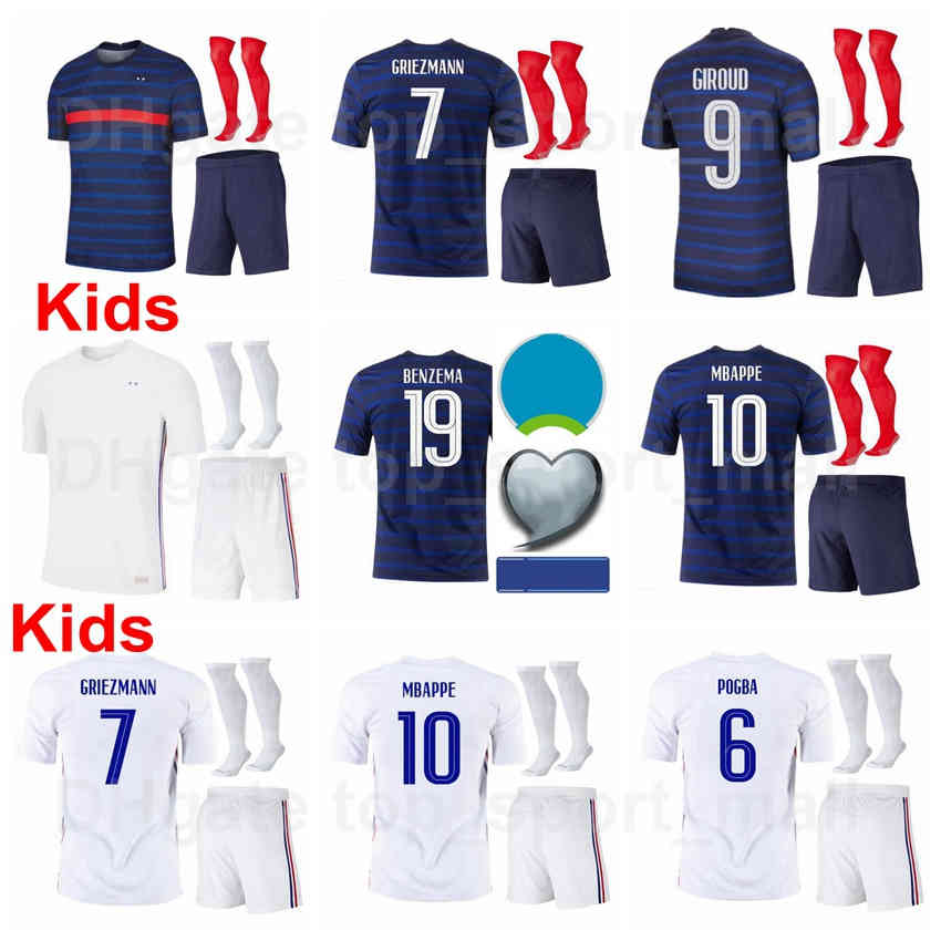 

Europa Cup Youth Kids MBAPPE Soccer Jersey Socks Set National Team GRIEZMANN POGBA GIROUD LEMAR VARANE BENZEMA KANTE ZIDANE French Football Kits, Black