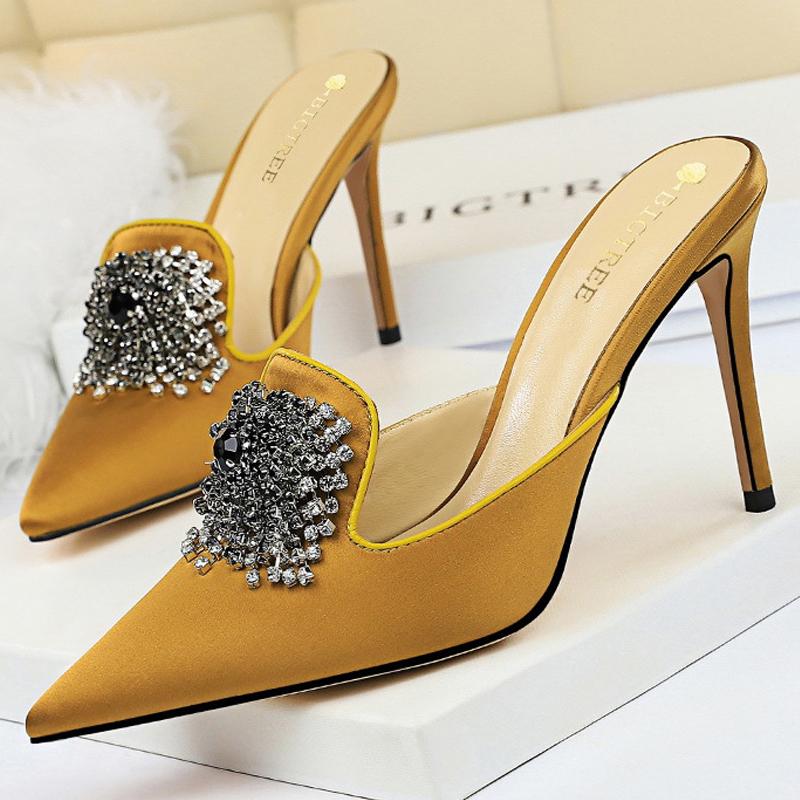 

Sandals BIGTREE Shoes Summer Women Elegant Pumps Rhinestone Heels Party Stiletto Heeled Ladies, Black